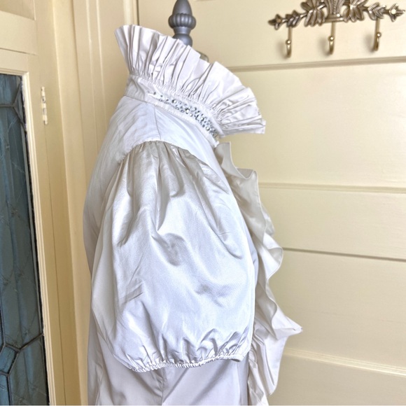 Blugirl Blumarine Embellished Accordion Pleated Collar Blouse - Picture 10 of 13